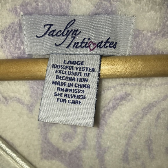 NWT Jaclyn Intimates long fleece satin trim full zip pastel sleepwear ro… - Picture 2 of 8
